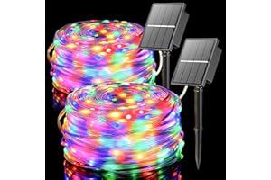SOLARBABY 2 Pacchi Luci Natale Esterno Solare, 12M 120LED Catena Luminosa Esterno Solare, 8 Modalità Impermeabili Luci Natalizie da Esterno per Giardino Albero Patio Balcone, Colorato