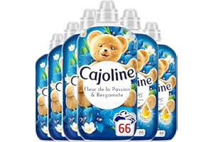Cajoline Adoucissant linge liquide Fleur de la Passion & Bergamote Créations parfum et fraîcheur - 396 lavages - Lot de 6x66 lavages -1,386L