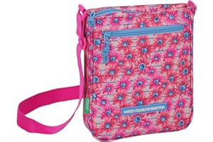 Benetton "Fiori" oficjalna torba na ramię z kieszenią zewnętrzną, Różowy (Rosa Claro), 25 cm, Torba na ramię