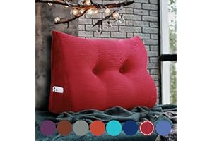 VERCART Rückenkissen Keilkissen Rückenlehne Kissen für Bett Sofa Kopfteil Gepolstert Bettkissen Wandkissen Sofakissen Groß Rueckenkissen Couchkissen Dekokissen KordsamtRot 80cm