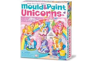 4M, Mould and Paint Unicorns, Mould and Paint Fridge Magnets and Badges, Unicorn Themed Craft Activity, Kids Ages 5+