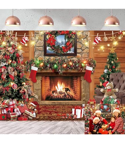 Winter-Weihnachts-Fotohintergrund 305x244 Cm - Rustikale Scheune Mit Holztür, Weihnachtsbaum & Schnee, Vinyl Für Partys, Dekoration & Fotoshootings