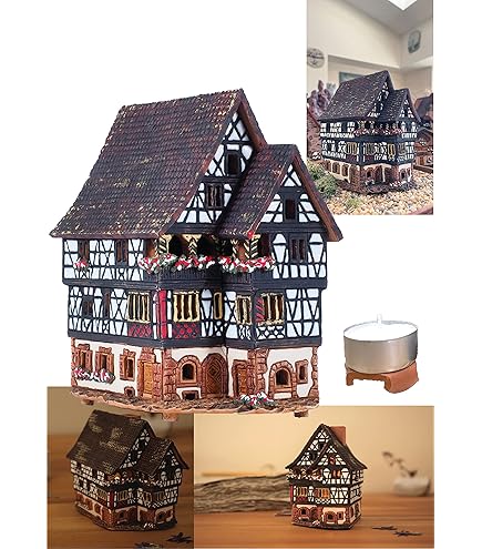 Handgemaakte keramische kegel wierookhouder - miniatuurhuis in de Provence S12-3 - België