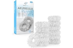 HEALTH PRESS Anillos de Acupresión para Dedos - Juego de 12 en Plata | Anillos de Masaje Anti-Estrés para Dedos | Anillo Masajeador con 210 Puntos de Presión + E-Book Gratuito | Relajación para Dedos y Manos