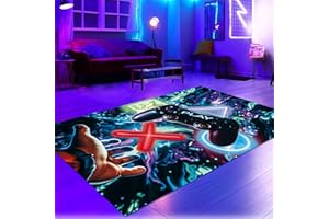 ‎CARPETIA CARPETIA Gaming-Teppich Gamer lebendig-Bunte neon-farbige Symbole schwebender Controller 100x 150 cm