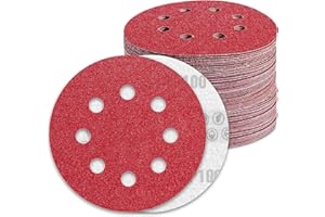 Awutzut 125mm Sanding Discs 100 Grit for 5 inch Discs Pads Hook and Loop Orbital Sander (100PCS)