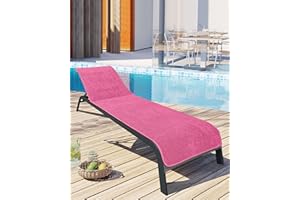 ‎LAYNENBURG LAYNENBURG Premium Schonbezug für Gartenliege - 100% Baumwolle - Oeko-TEX 100 - Frottee Handtuch-Bezug Sonnenliege - Liegenbezug mit Umschlag für Standliege, Liege-Stuhl (75x200 cm Fuchsia)