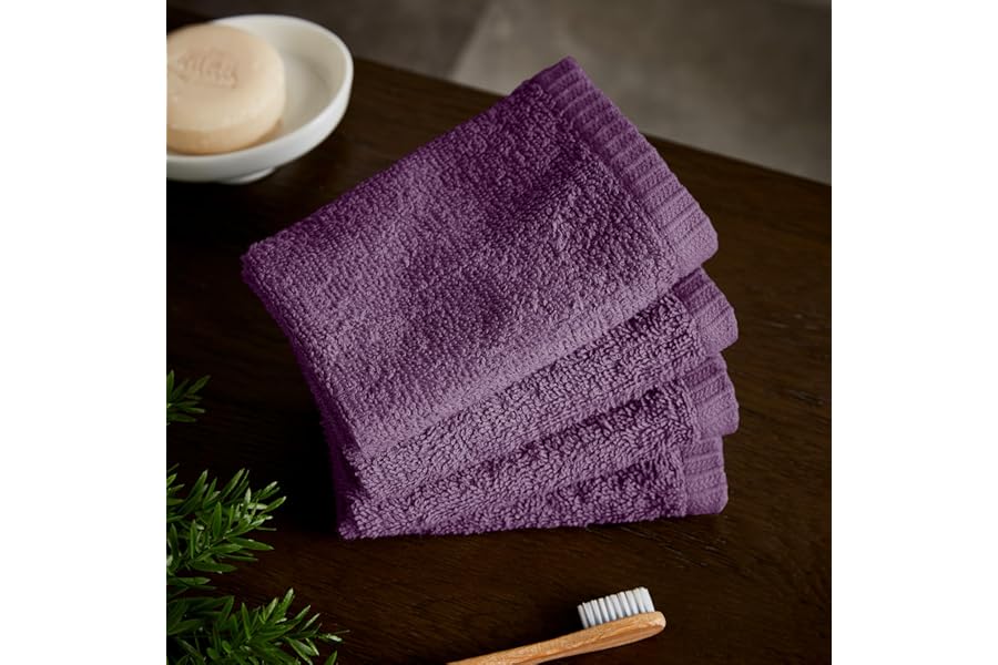 Catherine Lansfield Quick Dry Cotton 30x30 cm 4 Pack Face Cloths Plum
