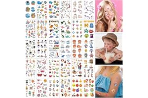 HOWAF Tatuajes temporales de temas mixtos para niños, 30 hojas de tatuajes temporales multicolor para niños, resistentes al agua, perfectos para fiestas, regalos y juegos