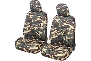 Auto Accessori Lupex A22 Coprisedili auto universali, anteriori e posteriori (Coppia Anteriore, Mimetico Verde)