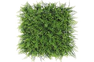 LUWENER Artificial Plant Wall Panels, 50 x 100cm Regular Ferns Shrubs Grass Privacy Hedge Wall, Privacy Green Living Fence Grass Backdrop for Indoor Outdoor Home Garden Decoration(2PCS,50x50cm)