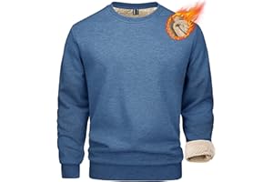 MAGCOMSEN Męska bluza zimowa z polaru, z podszewką, sportowa bluza z długim rękawem, koszulka z okrągłym dekoltem