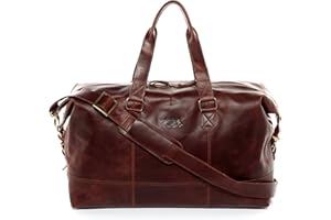 SID & VAIN Torba podróżna Holdall Yale, duża torba marynarska, prawdziwa skóra weekendowa sportowa torba, damska i męska, Brązowy-koniak, Unisex-Adults