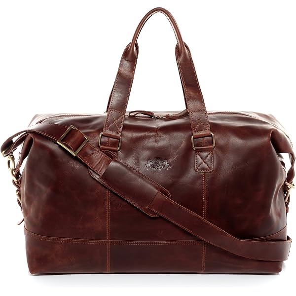 SID & VAIN Sac De Voyage Harper En Cuir Véritable - Grand Fourre-Tout Week-End 53 Cm Marron | Sac Sport & Bagage Cabine Fait Main