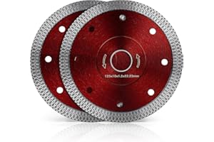 flintronic Diamentowe tarcze tnące 125 mm do szlifierki kątowej, 2 szt. super cienkich diamentowych brzeszczotów, czyste cięcie porcelany, płytek, granitu, marmuru, kamieni, cegieł i ceramiki, cięcie