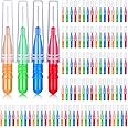 100 Pieces Braces Dental Brush Flosser for Cleaner Interdental Brush Toothpick Dental Tooth Flossing Head Oral Dental Hygiene Toothpick Cleaners Cleaning Tool (Red, Blue, Light Green and Orange)