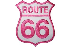 ELLU Toppa ricamata termoadesiva da cucire Route 66 per moto e America USA