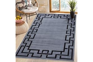 AMEHA Area Rugs Living Room - Grey Rug for Bedroom Greek Key Style Modern Carpet Super Soft Non Shedding Classic Rug Easy to Clean (60 x 110Cm, Nico)