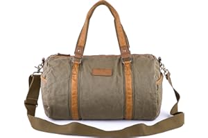 Gootium 30317 Vintage Canvas Weekender Schultertasche Reisetasche Sporttasche Unisex - Olivgrün