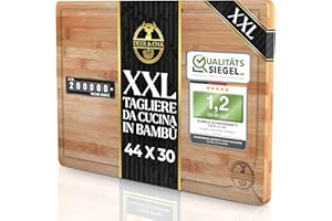 Deer & Oak Tagliere da Cucina in Bambù Premium Premium - 44 x 30 x 2 cm, Tagliere da Cucina Versatile per Carne, Verdure e Pane, in Legno Naturale PreOliato, Resistente e Raffinato
