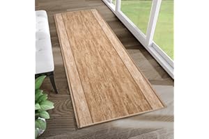 TAPISO Anti Rutsch Teppich Läufer rutschfest Brücke Meterware Modern Braun Meliert Streifen Design Flur Küche Wohnzimmer Diele 80 x 300 cm