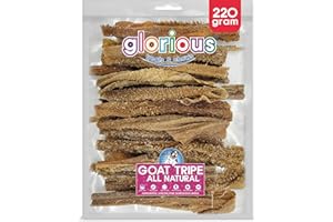 Glorious Treats and Chews Goat Tripe Sticks for Dogs: Premium, Natural Dog Treats – Fresh Dog Chews Perfect for Training, Rewarding, and Overall Health – Treats Puppies Adore (220g)