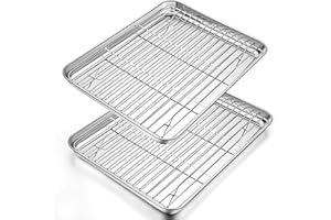 Herogo Teglia da forno con griglia di raffreddamento in acciaio inox, 2 teglie e 2 griglie per torte