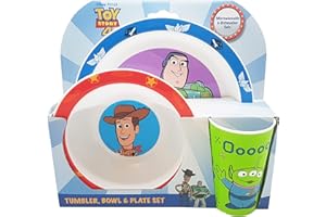DISNEY Toy Story Kids Tableware Set – 3 Piece Reusable PP Plate, Bowl & Cup Set for Children – Dinnerware Tableware Set for Mealtimes at Home, On Holiday or at Picnics – for 36 Months & Up