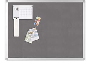 BoardsPlus - Tableau d'Affichage en Feutre Gris, 60 x 45 cm, Cadre en Aluminium