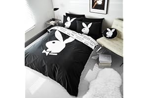 SASSY B Playboy Classic Bunny dwustronna podwójna poszewka na kołdrę z poszewkami na poduszki czarny/biały