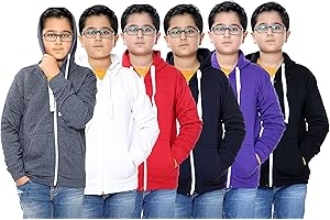 IMPORIO 11 Unisex Boys Girls Plain Zip Up Hooded Sweatshirt Hoodies Top Jumper School Wear Hoodies UK Size 1-13 Years