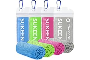Sukeen Cooling Towel 4 Pack (40"x12"), Cooling Towels for Neck,Cool Down Towel,Soft Breathable for Golf,Sport,Running,Gym,Workout,Camping,Fitness,Workout & More Activities