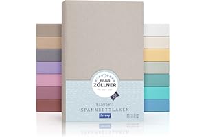 Julius Zöllner Jersey Spannbettlaken für Baby- & Kinderbett, 100% Jersey-Baumwolle, OEKO-TEX Standard 100 zertifiziert, Größe: 60x120cm / 70x140cm, 2er Pack, taupe