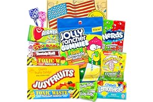 Amerikanische Süßigkeiten Geschenkbox - USA Amerikanische Vegetarische Süßigkeiten - Geschenkkorb für Geburtstag, Unabhängigkeitstag, Sommerfest - Heavenly Sweets