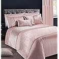 Intimates Luxury Sparkle Duvet Cover and Pillowcase Set Embossed Silver Foil Geometric Velvet Glitz Border (King, Blush Pink)