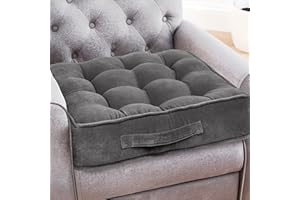 Casabella Booster Cushion-Armchair Booster Cushion Large Booster Seat Dining Chair 50x50+10cm Thick Floor Cushion, Pregnancy & Post-Operative Adults Chair Bolster Cushion Seat, Car Seat Sofa-Grey
