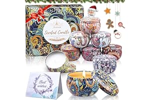 AOTTOM Christmas Scented Candles Gifts Set for Women 9PCS Aromatherapy Candle with Greeting Card,180 Hrs Burning Scented Natural Soy Wax Home Relaxing Stress Presents for Mum Friends Wife Bath Yoga 2.5Oz/Pcs