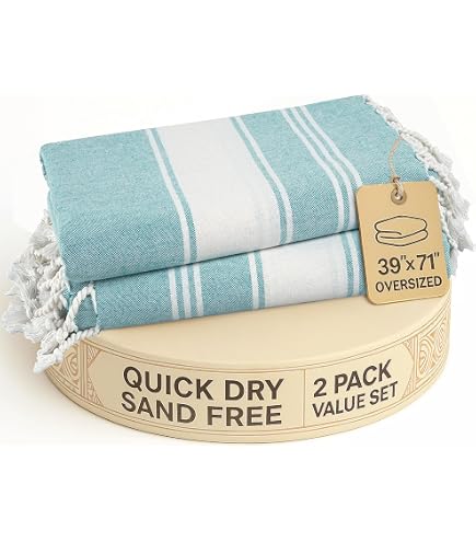 EPHESUS TOWELS Turkish Beach Towel - 39"x71" Oversized, Quick Dry, Lightweight Turkish Cotton (Oil Green) For Beach, Pool, Bath, Yoga