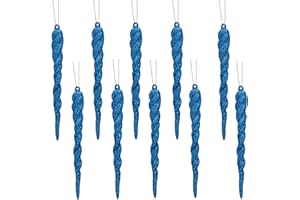 Christmas Concepts® Decoraciones de carámbano de Brillo de 12 cm - Adornos de Lujo para árboles de Navidad (Azul Real, Paquete de 10)