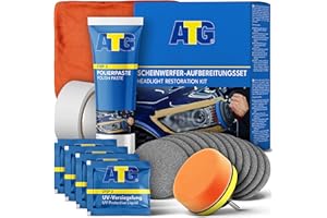 ATG® Kit restauración faros coche – Pulido rápido para ópticas opacas de plástico – Solución universal para mejorar visibilidad y brillo