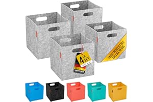 HAVENHAUS Filzkorb Aufbewahrung 4er Set hellgrau 30x30x30cm | Boxen Aufbewahrung Filz | Kallax Boxen geeignet für Aufbewahrung im ganzen Haus | Körbe Aufbewahrung Filzbox, extra stabil 4mm| Regalkörbe