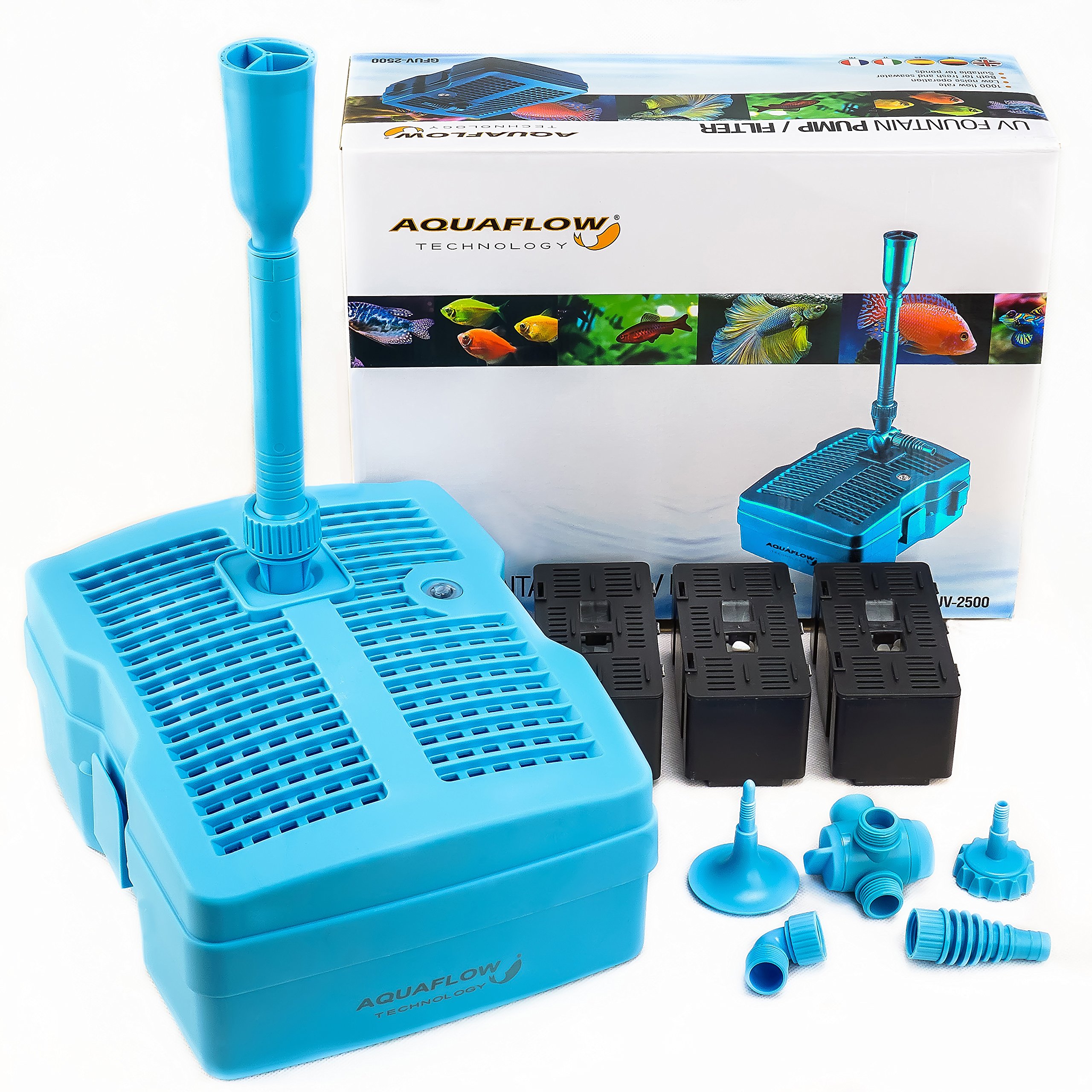 Aquaflow Technology GFUV 2500 Sunsun CUF 3in1 Filter 1000l/h Springbrunnen 20W 9W UV-Klärer