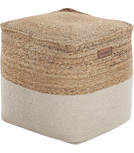 Pouf Jilian Atmosphera - En Jute Et Coton Recyclé - 40 Cm - Assise Déco Nature