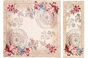 GIURI TESSUTI - SET CENTROTAVOLA, Coordinato Runner + Tovaglietta in tessuto Gobelin Jacquard, Realizzato a mano in Italia (COMBO - SAPHIRA)