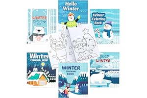 Haooryx 24Pcs Winter Coloring Books for Kids Snowman Penguins Elk Polar Bear Drawing Book Patterns Painting Art Craft Christmas Birthday Party Xmas Gift Home Classroom Interactive Educational Supplies