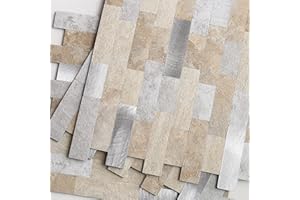 BeNice Stick on Wall Tiles Kitchen,Marble Splashback Mosaic Tiles Stickers Self Adhesive Bathroom Matte(10 pcs Beige Grey)