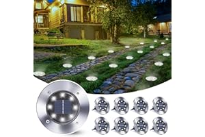 Qedertek 8 Pièces Lumière Solaire Extérieur, 8 LED Lampe Solaires Jardin Au Sol Étanche IP65, Blanc Pelouse Lumière Decorative Pour Jardin Chemin Terrace Cour Pelouse Escaliers