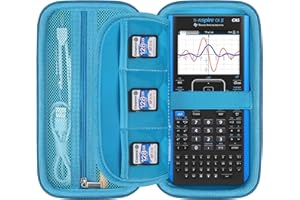 Elonbo Texas Instruments TI-Nspire CX II CAS/CX II/CX CAS calculadora de Dibujo en Color Maleta Dura, Bolsillo Zip Adicional para Cables de Carga, Cargadores, Manual, Azul