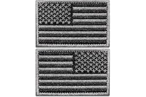 Anley Tactical USA Flag Patches (Paquet de 2) Forward & Reversed-2 "x 3" Drapeau américain Noir et Gris Emblème d'uniforme Militaire Patch-Loop & Hook Fasteners Attacher aux Engrenages Tactiques
