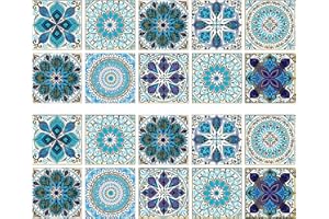 Hwtcjx mattonelle adesive 15 x 15cm, adesivi mattonelle cucina, 20 pezzi adesivi piastrelle, Realizzato in materiale PVC, autoadesivo, impermeabile, facile da pulire, per cucina, mobili, bagno (blu)